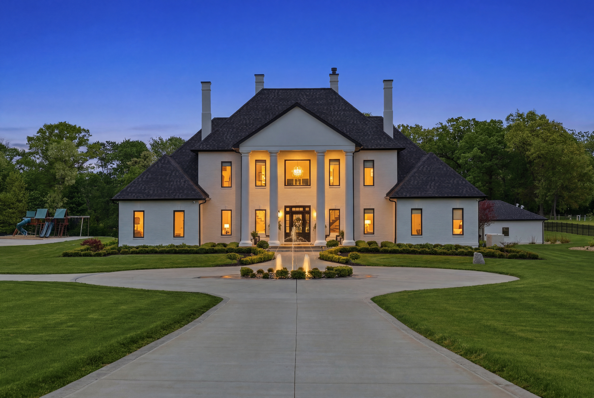 Twilight exterior facade shot